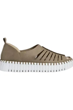 Tulip Open Toe Flat By Ilse Jacobsen In Army