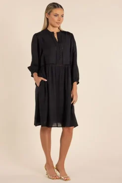 Two Ts Sheer Check Dress In Black
