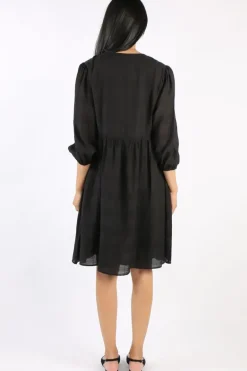 Two Ts Sheer Check Dress In Black