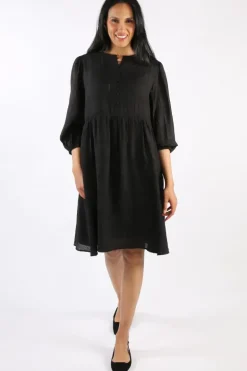 Two Ts Sheer Check Dress In Black