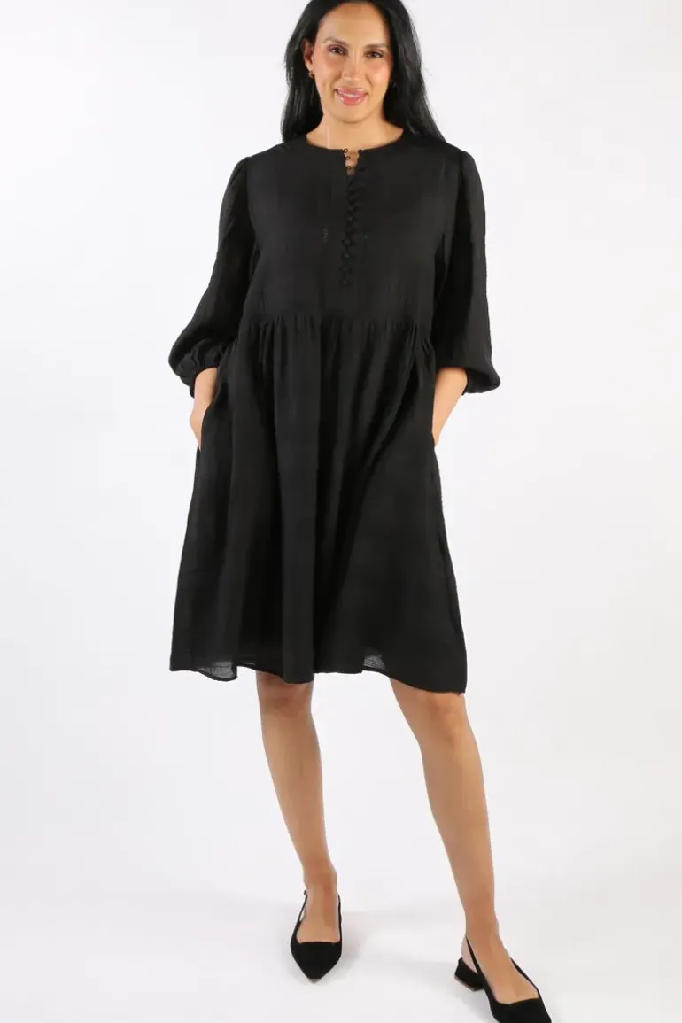 Two Ts Sheer Check Dress In Black