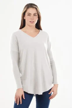 V Neck Jumper In Cloud By Bridge & Lord