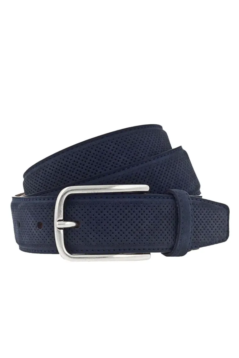 Vanzetti Laser Cut Belt In Navy