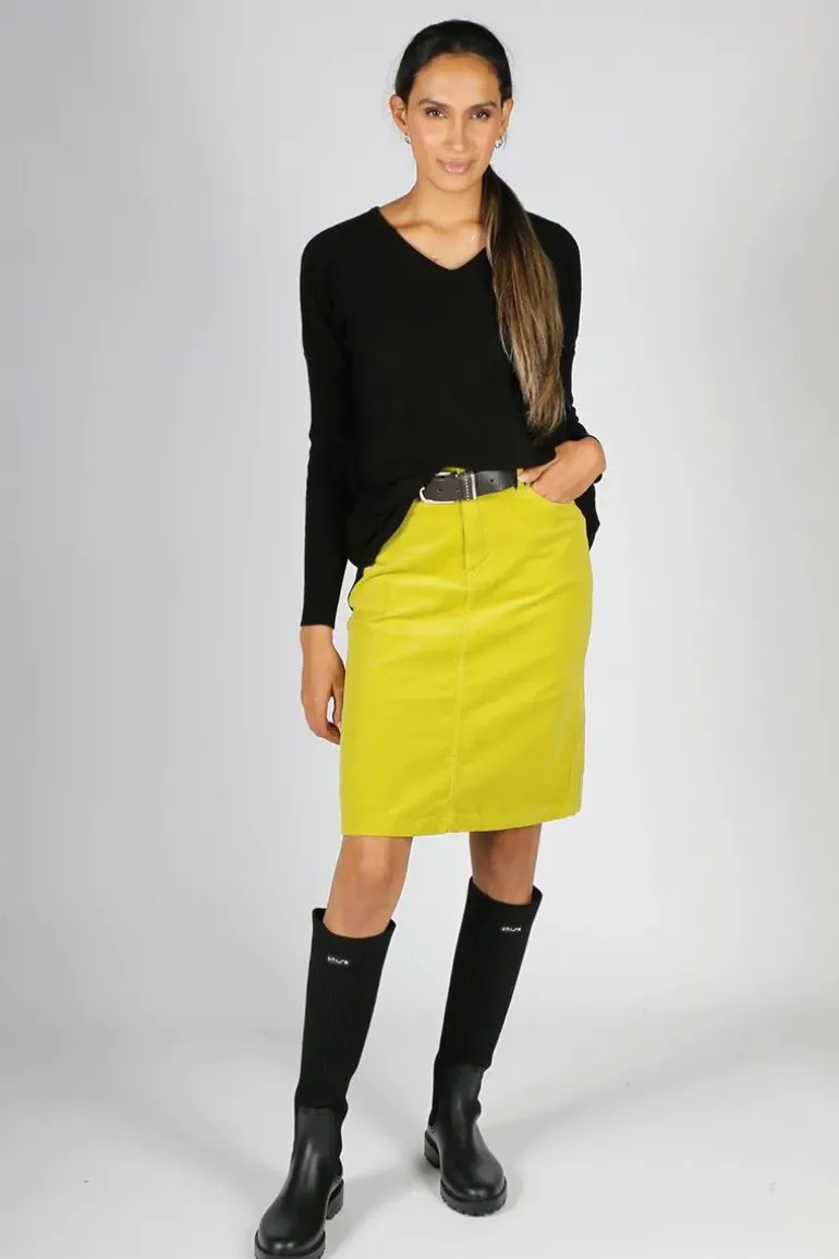 Vassalli Corduroy Skirt In Lime