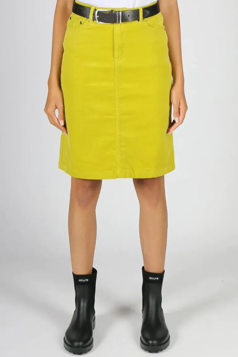 Vassalli Corduroy Skirt In Lime