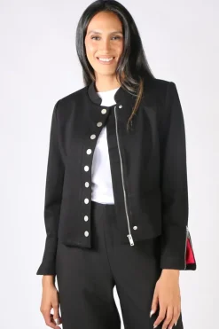 Vassalli Cropped Stud Jacket In Black