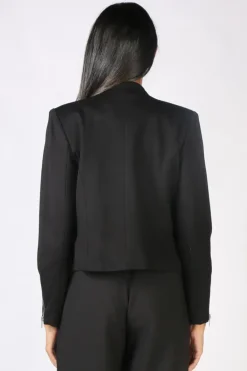 Vassalli Cropped Stud Jacket In Black