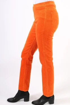 Vassalli Skinny Leg Widewale Cord Pull On Pant In Orange