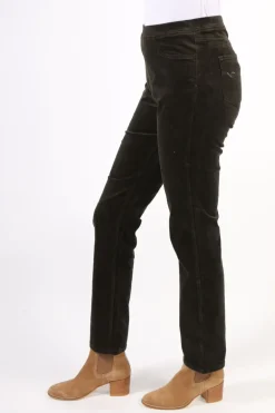 Vassalli Skinny Leg Widewale Cord Pull On Pant In Bottle