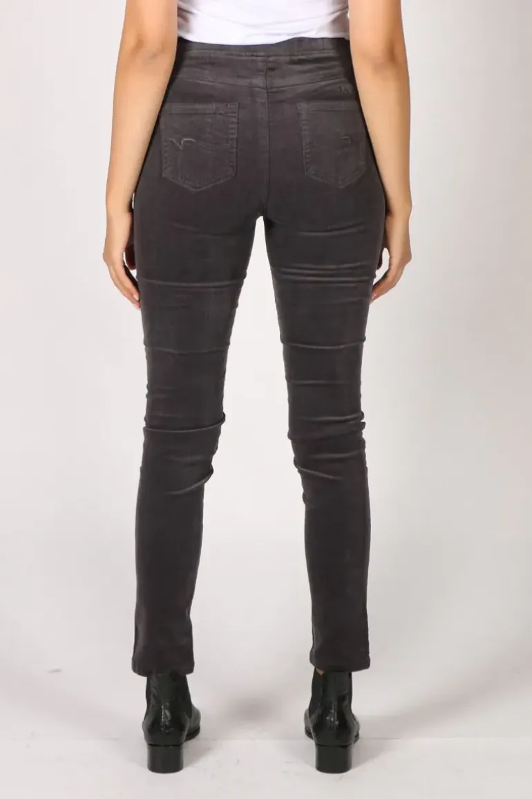 Vassalli Slim Corduroy Pant In Charcoal