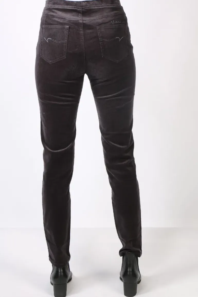 Vassalli Slim Corduroy Pant In Charcoal