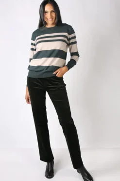 Vassalli Striped Jumper In Forest