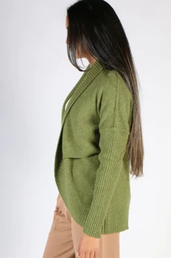 Verge Deliver Cardigan In Pea