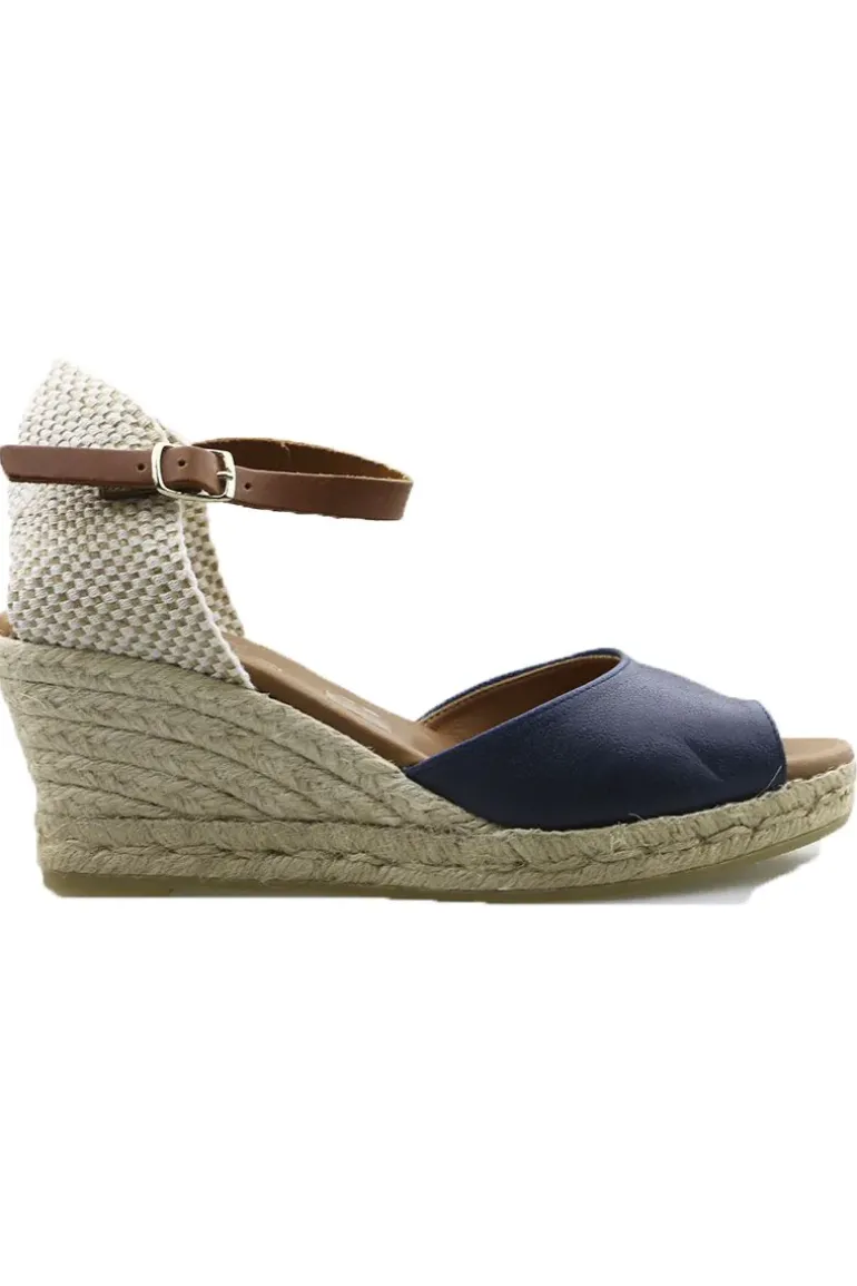 Viguera Esparto Jute Wedge In Navy