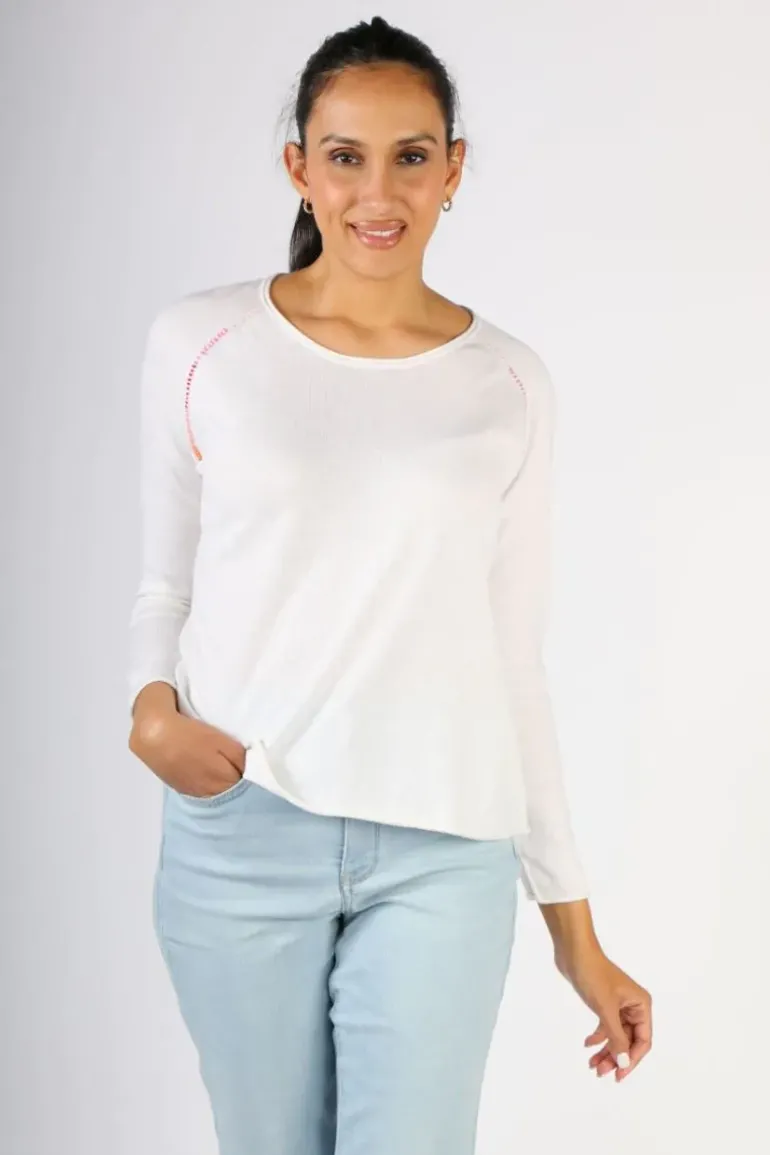 Zaket & Plover Hand Stitched Jumper In White