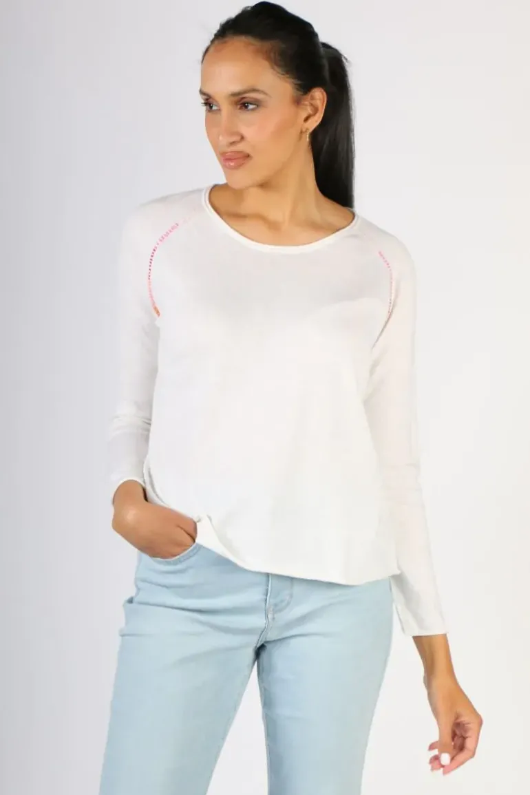 Zaket & Plover Hand Stitched Jumper In White