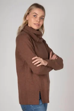Zaket & Plover Snood Jumper In Tan